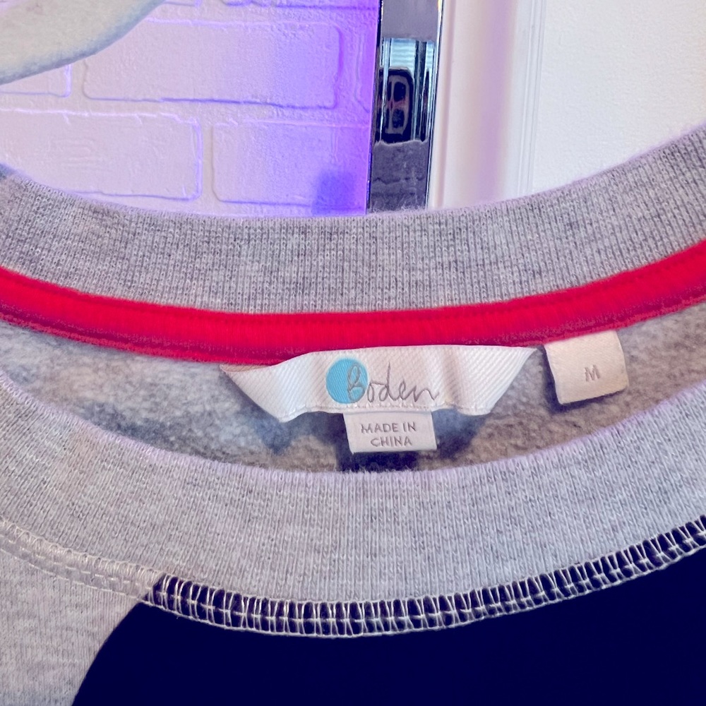 Boden blue velvet polka dot sweatshirt